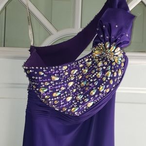 Long purple one shoulder dress
